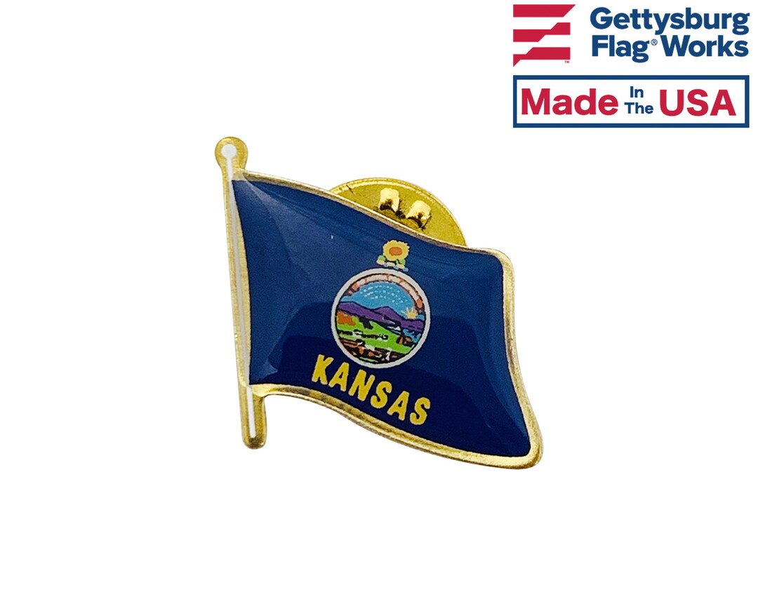 Kansas State Flag Lapel Pin Made in USA -  Denmark