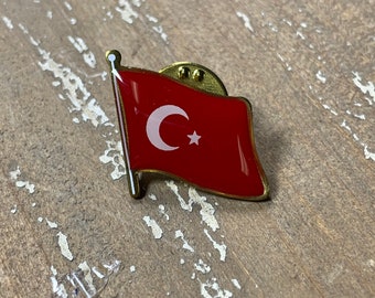 Turkey Waving Flag Lapel Pin - Made in USA!