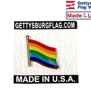 Rainbow Pride Waving Flag Lapel Pin - Made in the USA!