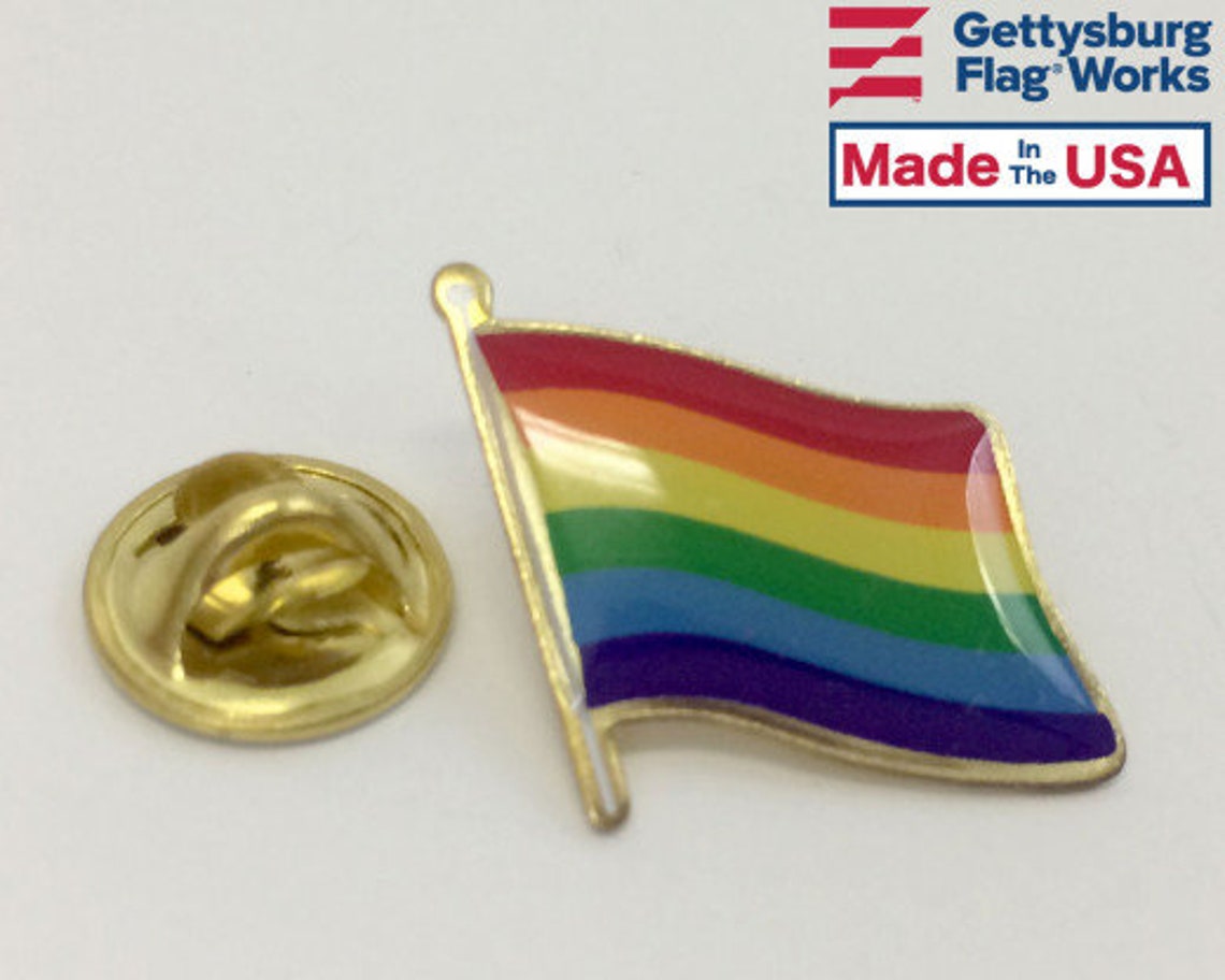 Rainbow Pride Waving Flag Lapel Pin Made in the USA - Etsy