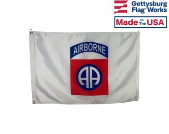 Bandera de la 82.ª División Aerotransportada: nailon resistente a la intemperie, fabricada en EE. UU.