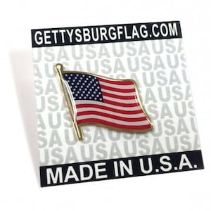 American Flag Enamel Lapel Pin Single Waving - Proudly Made in the USA