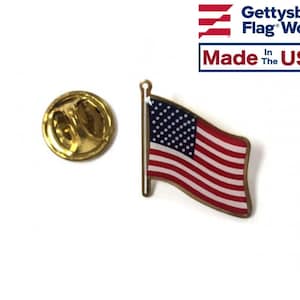 American Flag Enamel Lapel Pin Single Waving - Proudly Made in the USA