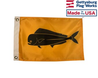 12x18" Mahi-Mahi Nautical Boat Flag: All Weather Nylon (12x18") Made in USA