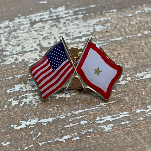 Gold Star Service Star Military Family Flag Crossed With United States Flag Friendship Lapel Pin - Made in USA!