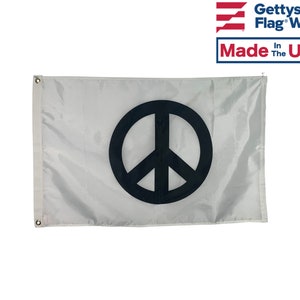 Classic Peace Sign Flag - Sizes 12x18&quot;, 2x3&#39;, and 3x5&#39; - Durable All-Weather Nylon and Reinforced Fly End Stitching - Made in the USA
