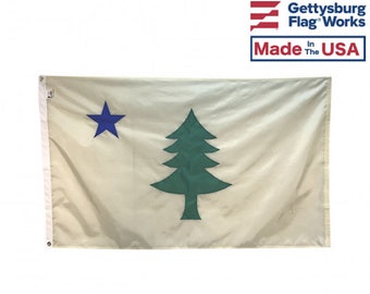 Original Maine Flag for Indoors or Outdoors - 3 Sizes Available - Fully Appliqué - Historic Design - Proudly Made in the USA