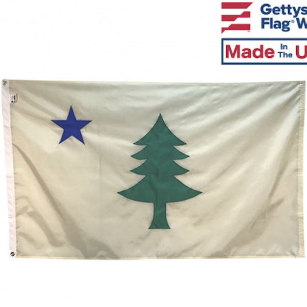Original Maine Flagge für drinnen oder draußen - 3 Größen erhältlich - Vollständige Applikation - Historisches Design - Proudly Made in the USA