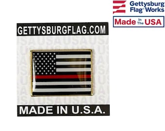 Thin Red Line USA Rectangle Flag Lapel Pin - Made in the USA!