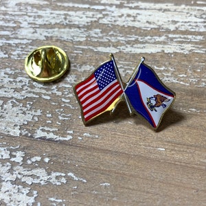 American Samoa and U.S. Double Waving Crossed Flags Friendship Lapel ...