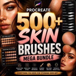 Procreate Skin Brushes Mega Bundle | Realistiska texturer, porer, fräknar (digital nedladdning)