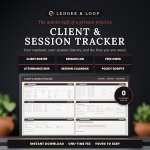 Client Tracker for Therapists, Private Practice Notion Caseload and Session Attendance Tracker
