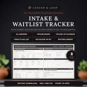 Client Tracker for Therapists, New Client Intake Waitlist and Referral Pipeline Notion Template