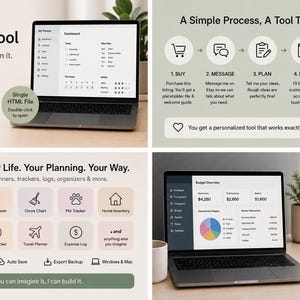 Anpassad digital planerare, personligt interaktivt verktyg, anpassad arrangör, HTML-nedladdning, Fungerar offline, Ingen app, Tillverkad på beställning