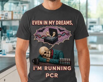 PNG d'Halloween PCR : Même dans mes rêves, je fais de la PCR, Humour de doctorant, Usage commercial