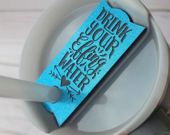 Drink Water Your Effing Water Tumbler Straw Cup Tag Blue