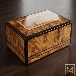 Handgemaakte, gepersonaliseerde houten sieradendoos, herinneringsdoos, gepersonaliseerd cadeau voor een stel, doos van wortelhout, cadeau met monogram voor een bruiloft