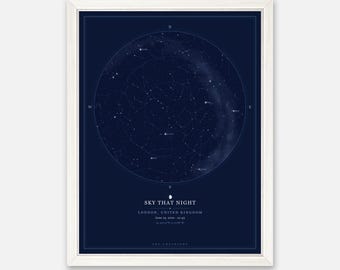 25th Wedding Anniversary Star Map - Silver Anniversary Gift - The Sky on Your Wedding Night - Framed or Print