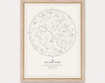 New Home Star Map - The Sky Above Your House on Moving Day - Personalised Housewarming Gift - First Home Print