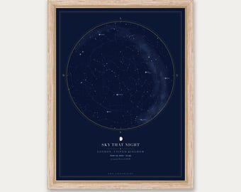 Engagement Gift Star Map - The Sky the Night You Proposed - Personalised Print for the Newly Engaged Couple