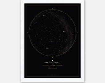 Retirement Gift Star Map - The Night Sky on Their Last Working Day - Personalised Print for Colleague or Boss