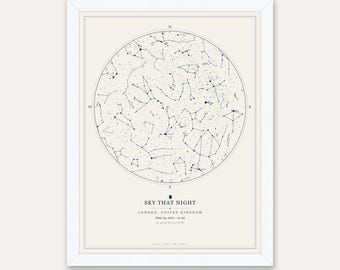 New Baby Star Map - The Night Sky When They Were Born - Personalised Nursery Print - Christening & Newborn Gift