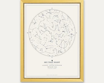 50th Wedding Anniversary Star Map - Golden Anniversary Gift for Parents or Grandparents - Framed or Print