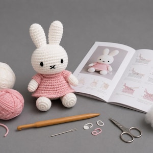 Miffy Bunny Crochet Pattern PDF | Beginner Amigurumi Bunny in a Dress | Easy Stuffed Animal Pattern | Instant Download