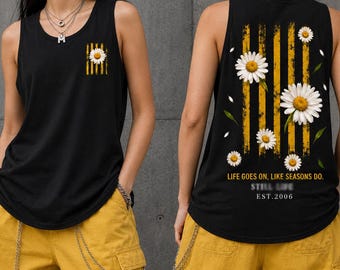 Kpop Daisy Tank Top, Life Goes On Floral Tank, Retro Botanical Streetwear, Kpop Fan Outfit Unisex Tank, 2026 Concert Outfit Gift Idea