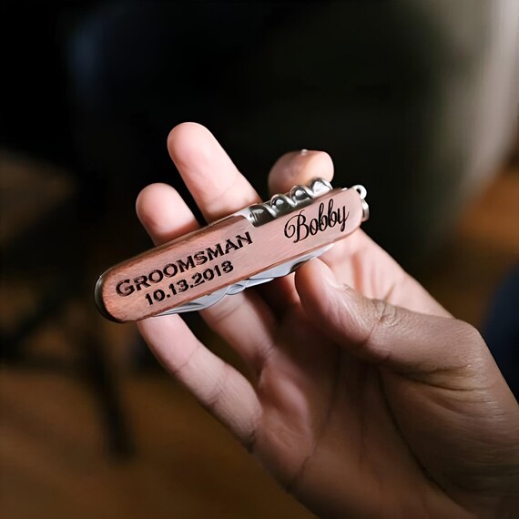 A laser-engraved wooden multi-tool that's actually personalized — the kind of handcrafted, giftable gadget that feels genuinely made, not mass-produced.