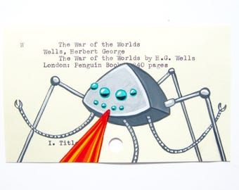 The War of the Worlds by H.G. Wells - Print of my painting on library card