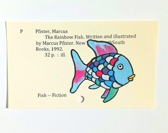 The Rainbow Fish library card art print