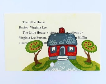 The Little House - library card catalog art print