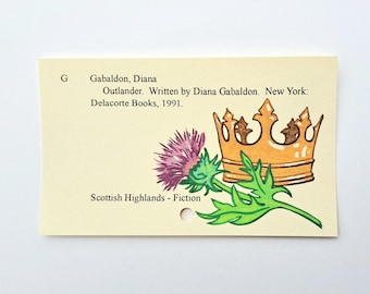 Lámina artística con diseño de tarjeta de biblioteca del libro Outlander