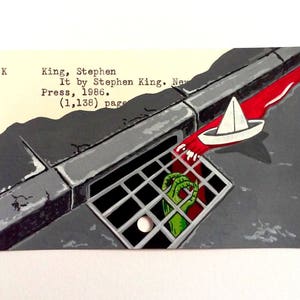 It by Stephen King - Print of my painting on library card for the book It