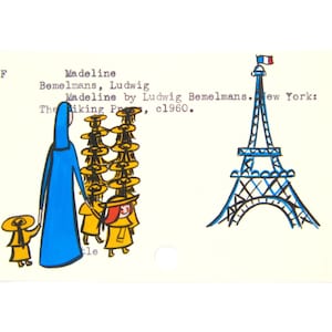 Madeline Library Card Art - Print of my painting on library card catalog card