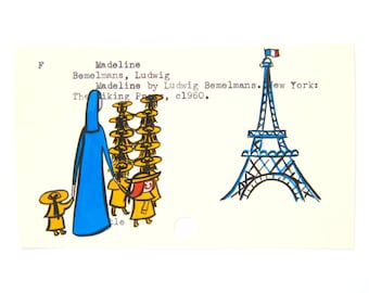 Arte de la tarjeta de biblioteca de Madeline - Impresión de mi pintura en una tarjeta de catálogo de la biblioteca