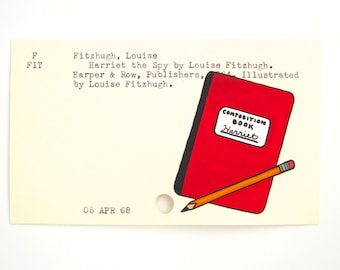 Arte de la tarjeta de biblioteca de Harriet la espía: impresión de mi pintura en la tarjeta del catálogo de la biblioteca