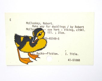 Duckling Library Card Art - Make Way for Ducklings - Art Print