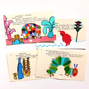 SALE ANY 10 PRINTS of Painted Library Cards Your choice of any 10 library card art prints image 3