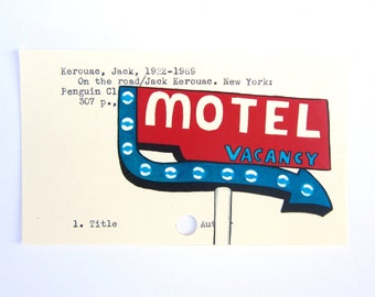 Jack Kerouac Library Card Art - Print of my painting on card for "On the Road"