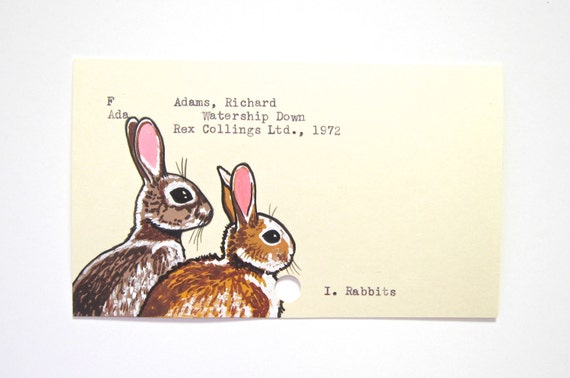 Watership Down Library Card Art - Print of My Painting of Rabbits