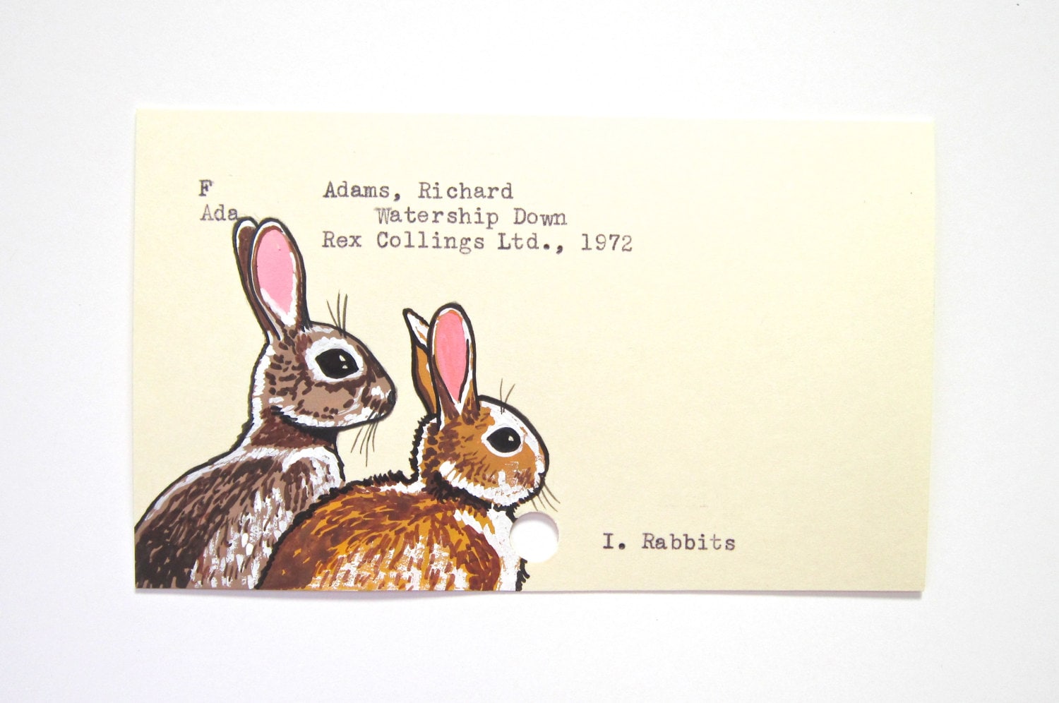 Watership Down Library Card Art - Print of My Painting of Rabbits Watership Down Library Card Art - Print of My Painting of Rabbits