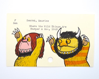 Where the Wild Things Are Library Card Art - Print of my painting on library card