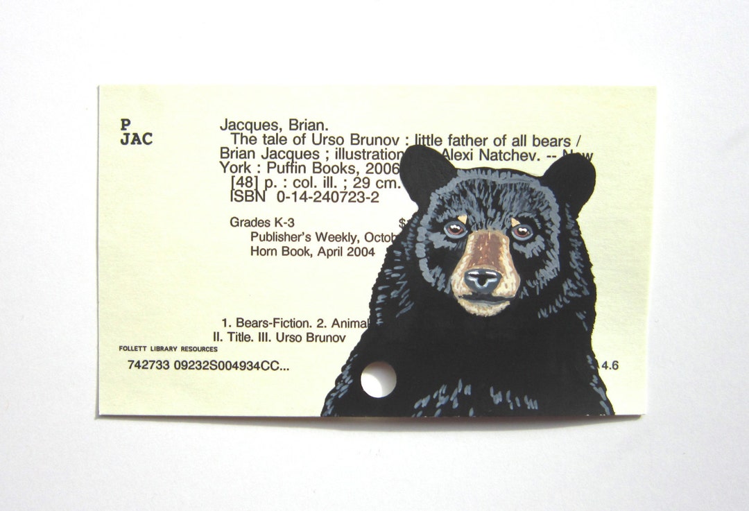 Black Bear Library Card Art Print of My Painting of a Black Bear on