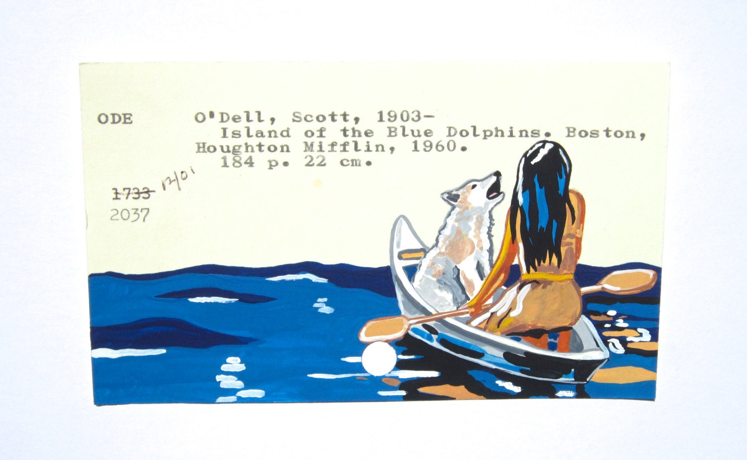 Island of the Blue Dolphins Library Card Art - Print of My
