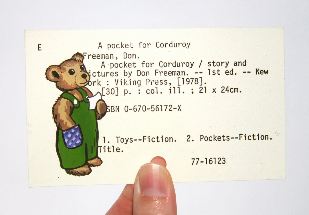 Corduroy Bear on Library Card - Print of Painting of Bear on
