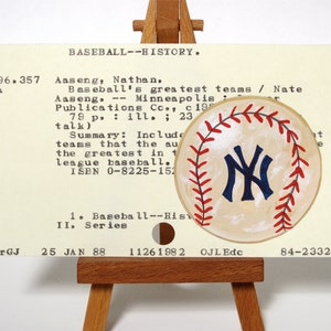 Yankees Baseball Library Card Art Print of my painting of vintage baseball on card for Baseball's Greatest Teams image 2