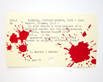 Truman Capote Library Card Art - Print of my painting on card for In Cold Blood