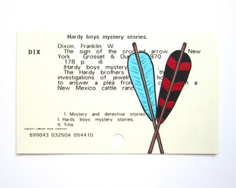 Hardy Boys Library Card Art - Print of my painting of arrows on card for a Hardy Boys mystery book